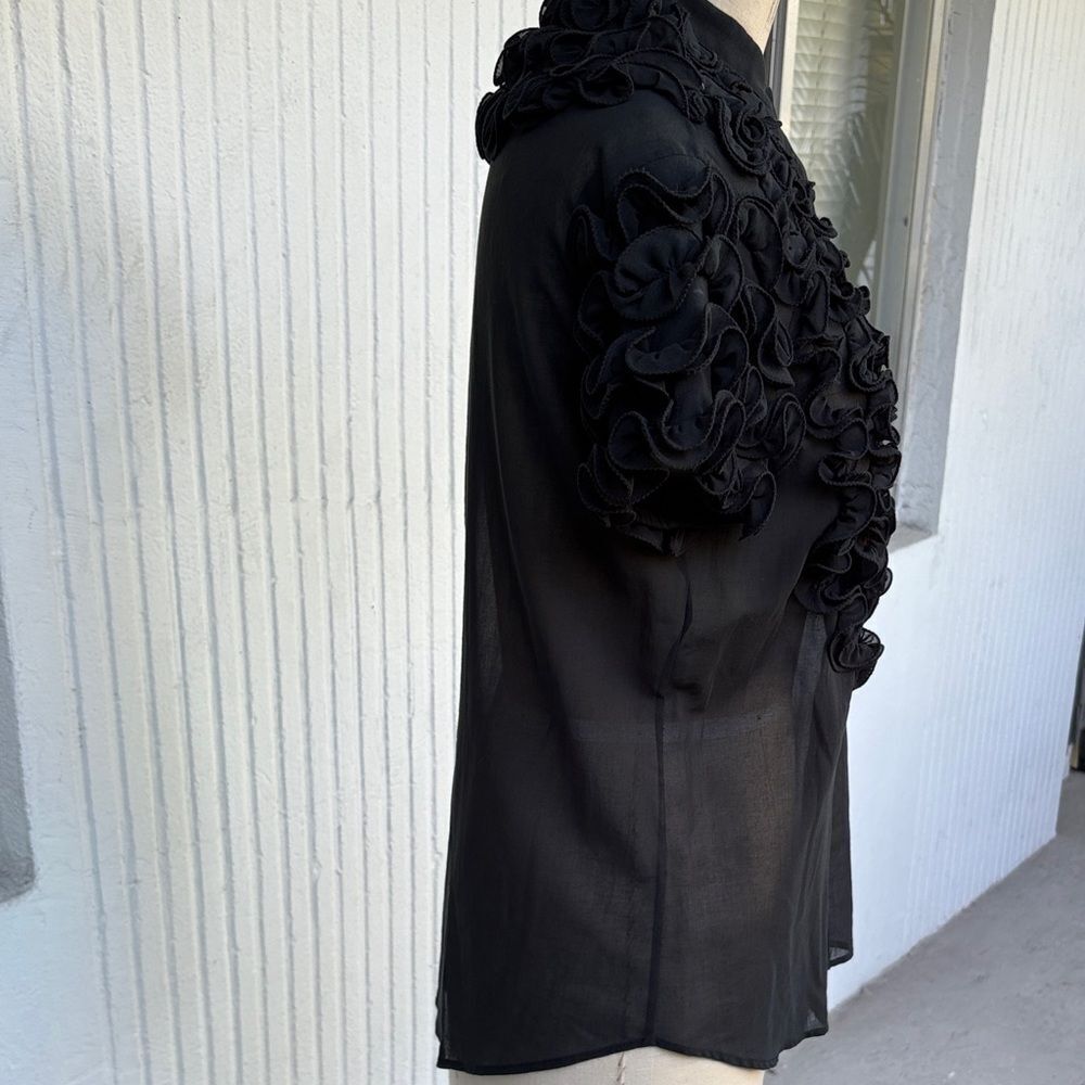 Elegant Black Ruffled Blouse by Rampage - Picture 2 of 7